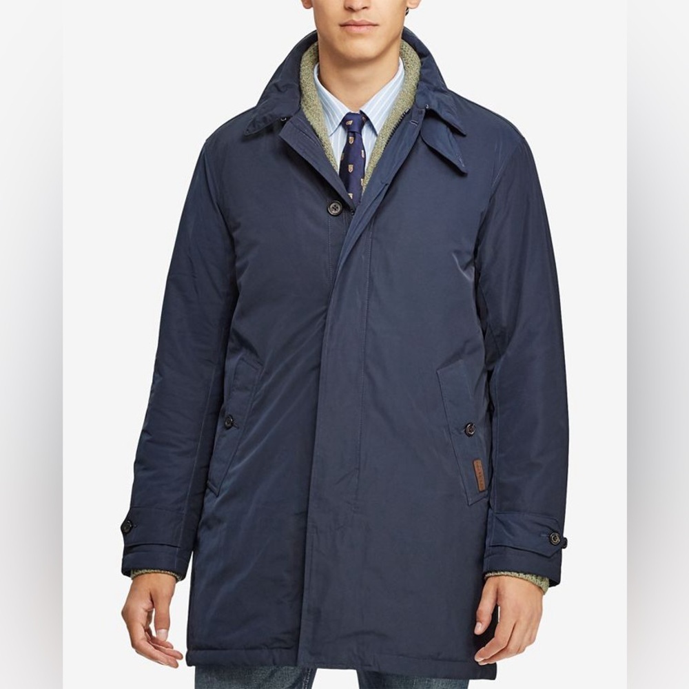 POLO RALPH LAUREN Commuter insulated Trench-Coat Jacket size Large -‎ Navy